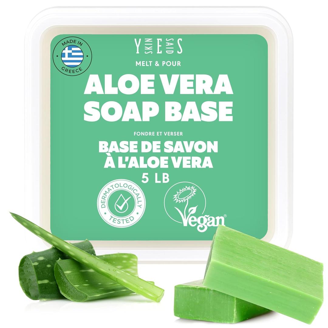 5Lb Aloe Soap Base - Melt and Pour Soap Making Supplies - SLS/SLES Free, No Palm Oil, Natural with Organic Aloe Vera - Rich in Antioxidants, Hydrating, Perfect for Handmade Projects (80 Ounce (Pack of 1))