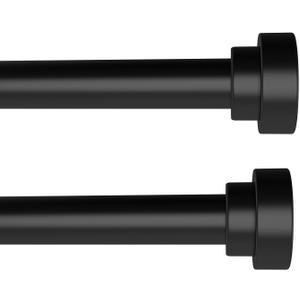 Black Curtain Rods for Windows 28 to 48 Inch(2.3-4ft), 2 Pack 5/8 Inch Diameter Heavy Duty Metal Drapery Rods with Brackets, Modern Decorative Drapery Rods, Window Curtains Rod