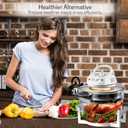 NutriChef Air Fryer, Infrared Convection Oven, Halogen Oven Countertop, Healthy Cooking, Stainless Steel, 13 Quart 1200W, Prepare Quick Healthy Meals, Great for French Fries & Chips (White)