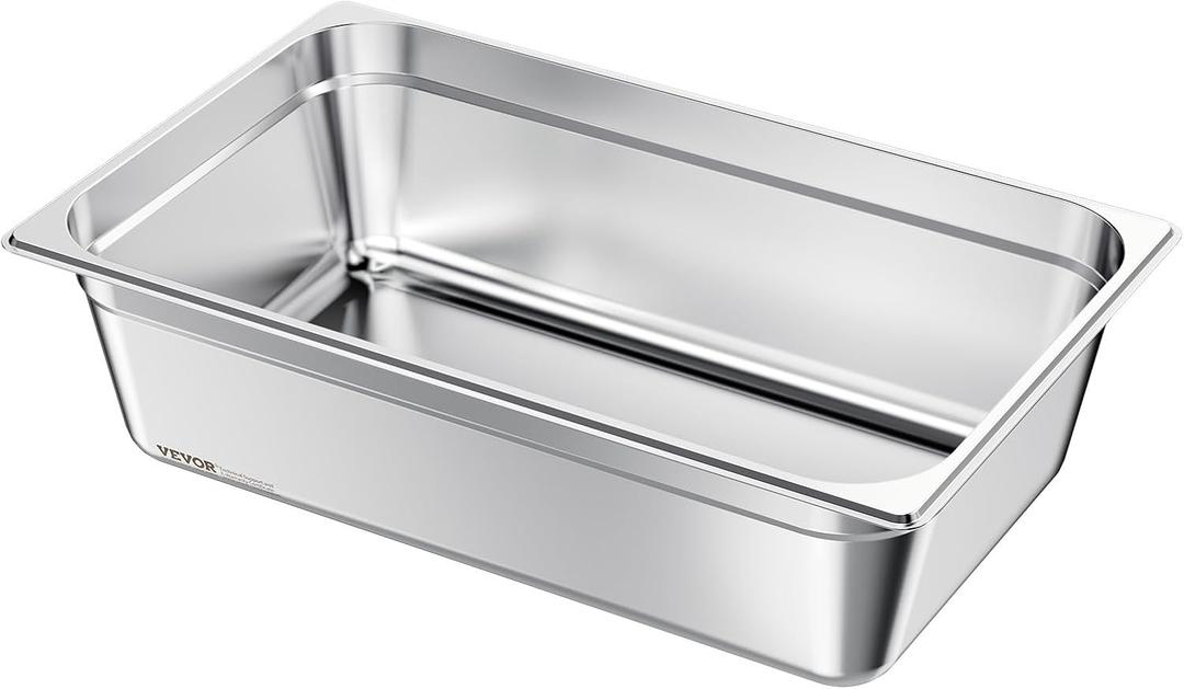 VEVOR 1 Pack Stainless Steam Hotel Pan, Full Size Table Steam Pan, 6 Inch Deep Anti Jam Restaurant Supplies Reusable Rustproof Catering Storage for Home, Party, Restaurant, Hotel, Buffet