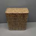 Coeusy 3 Gallon Wicker Trash Can,Small Bathroom Trash Can with Lid,Natural Water Hyacinth Wicker Waste Basket for Bedroom,Toilet,Narrow Garbage Can with Removable Liner
