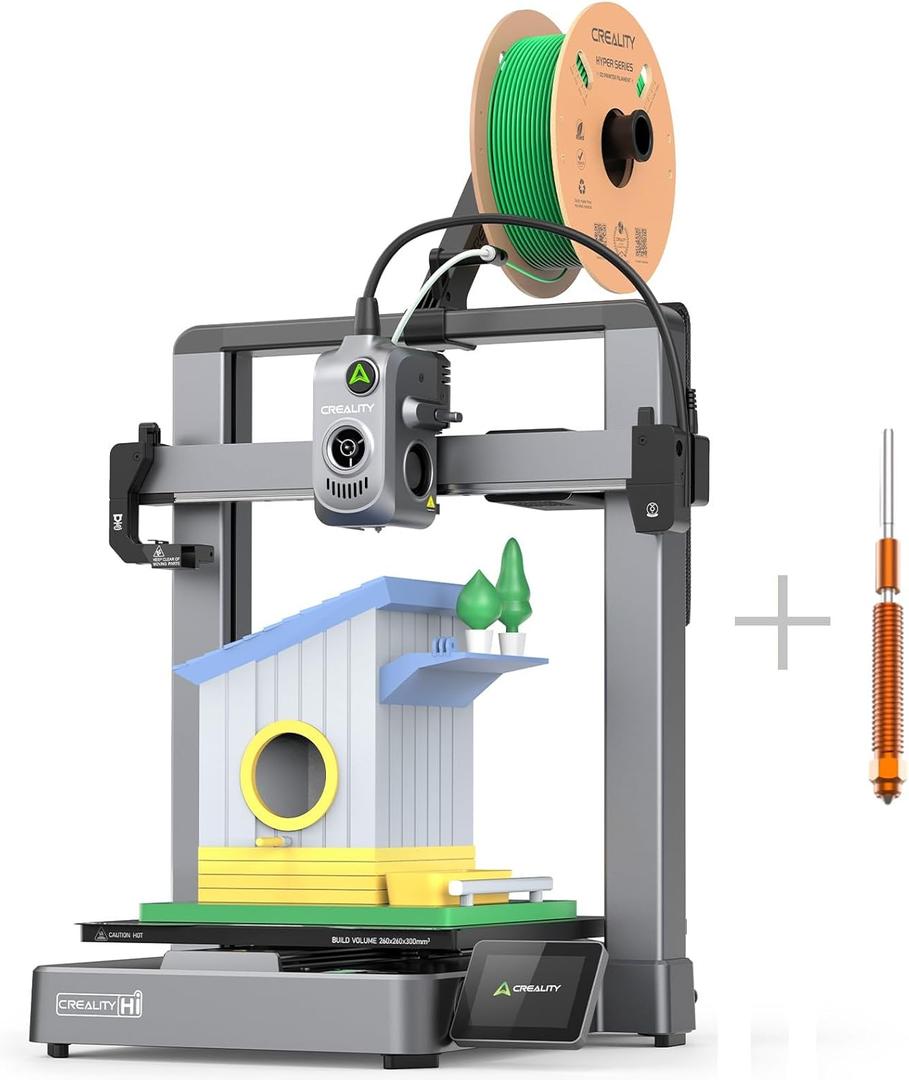 Creality Hi 3D Printer, Multi Color 3D Printer (Needs CFS), 500mm/s High Speed Auto-Leveling Automatic Filament Reading Clog-Free Extruder