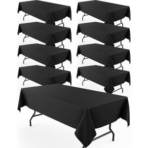 Pureegg Rectangle Table Cloth 60" x 102" – Durable Polyester Tablecloth Offers Reusable & Washable Protection, Ideal for Outdoor Party, Picnic, Wedding, Banquet and Birthday, 9 Pack, Black