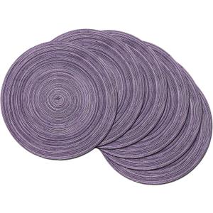 SHACOS Round Braided Placemats Set of 6 Round Placemats Cotton Blend Fabric Table Mats for Wedding Party (Light Purple, 6) SHACOS Round Braided Placemats Set of 6 Round Placemats Cotton Blend Fabric Table Mats for Wedding Party (Light Purple, 6)