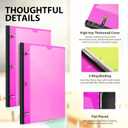Telescoping 3 Ring Binder-12PCS, Flexible Binder with Customized Front Cover+Clear Catalog Pocket+3 Round Rings, Flat Writing Binder, 4 Bright Colors