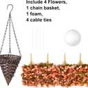 Artificial Fake Fall Hanging Flowers Plants Basket for Outdoor Autumn Decoration, Faux Silk Morning Glory Long Vines Realistic UV Resistant for Outside Home Porch Garden (Fall Orange+Light Orange)