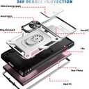 for Samsung Galaxy S22 Ultra Case Military Grade Drop Shock Protection Cell Phone Cover with Slide Camera Cover Built-in 360 Rotate Ring Stand for S22 Ultra 6.8 - White