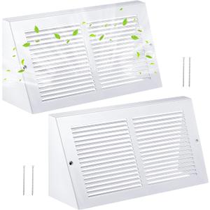 Honeydak 2 Pack Baseboard Vent Covers 14" X 6" Duct Opening Size Steel Triangular Baseboard Return Air Grille, Air Register Vent Cover Grill Diffuser Outer Dimensions: 15-3/4" x 6-5/8"