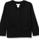 Amazon Essentials Girls Uniform Slim Fit Crewneck Cardigan Sweater (XX-Large, Black)