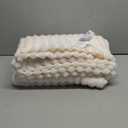 BEDELITE Fleece Throw Blanket for Couch - 300GSM Soft & Warm Fluffy Cream White Blanket, Decorative and Giftable Striped Blankets for Women, Men, 50"x60"