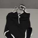 Saodimallsu Womens One Piece Swimsuit Vintage Ribbed Slimming High Cut Color Block Button Square Neck Bathing Suit (Small, Black)