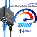 Gigabit Ethernet Splitter 1 to 2 High Speed(2 Devices Simultaneously Networking),1000Mbps Internet Splitters 1 in 2 out, LAN Splitter with USB Power Cable, RJ45 Splitters for Cat5/5e/6/7/8 Cable