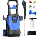AgiiMan Electric Pressure Washer, 5000 PSI Max 3.6 GPM Power Washer Electric Powered with 20FT Hose, 4 Nozzles, Foam Cannon, High Pressure Cleaner Machine for Cars, Patios, Driveways, Fences, Blue