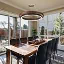 Modern LED Chandelier,22" Wood Grain Finish Farmhouse Chandelier with Remote Control Dimmable for Dining Room, Living Room,Kitchen Island,Foyer