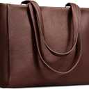 befen Genuine Leather Work Laptop Tote Bag for Women Ladies Totes Shoulder Purses Satchel Handbag with 15" Compartment (Dark Brown)