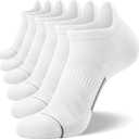 FITRELL 6 Pack Men's Ankle Running Socks Low Cut Cushioned Athletic Sports Socks, Shoe Size 9-12, White+Gray