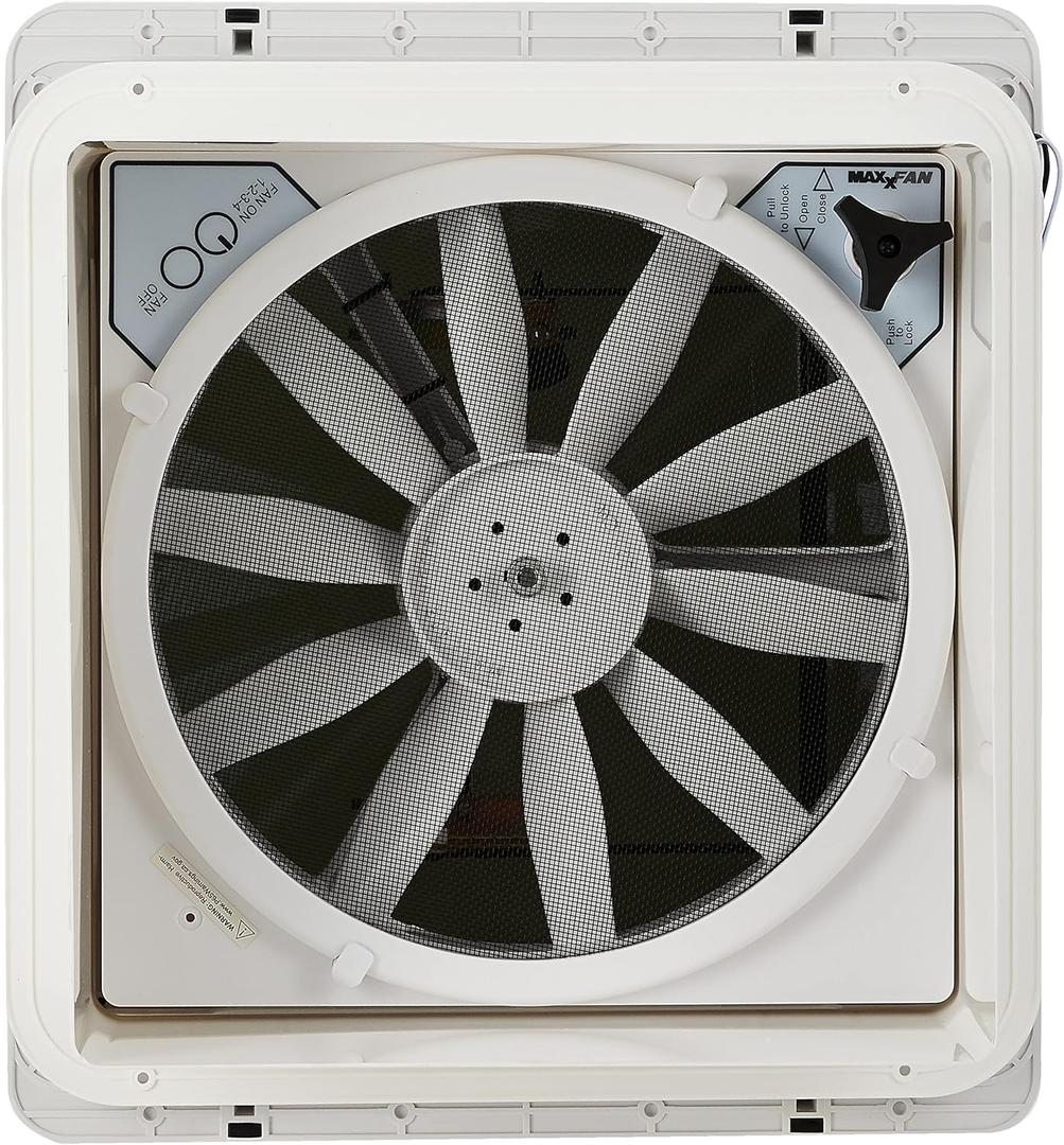 Maxxair Original Maxxfan - Vent, Fan & Rain Protection All-in-One, High Powered 4-Speed Exhaust Only Fan, Manual Knob Control, 14"" x14, Smoke (00A04401K) Maxxair Original Maxxfan - Vent, Fan & Rain Protection All-in-One, High Powered 4-Speed Exhaust Only Fan, Manual Knob Control, 14"" x14, Smoke (00A04401K)