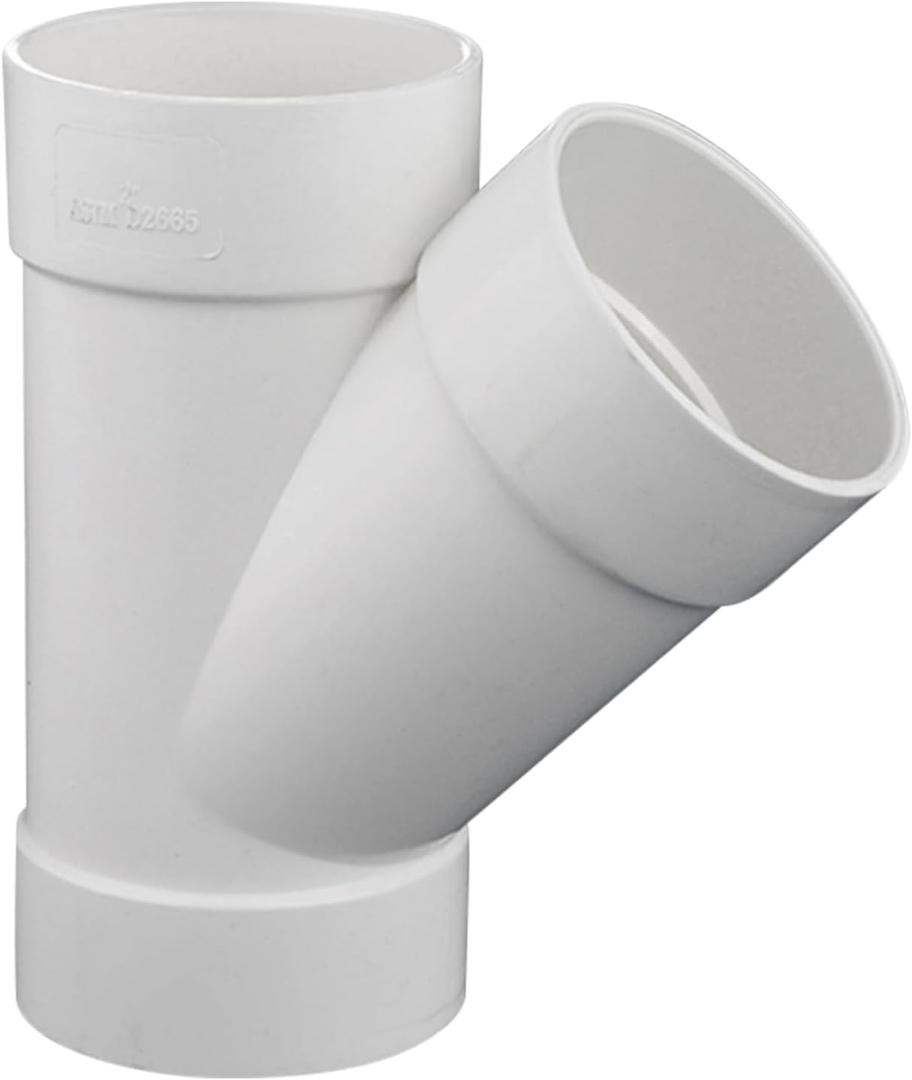 3" PVC 45 Degree Wye DWV Sanitary Y-TEE Street for Drain Waste and Vent PVC Pipe Fittings Connect Coupling Adapter white (3 Inches)