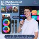 Bluetooth Speaker with 3 Wireless MicrophonesPortable Party Speaker for Adults & Kids with Lights,Speakers Bluetooth WirelessFloorstanding Speakers Support TWS/AUX/USB/TF Card for Home Party Gift