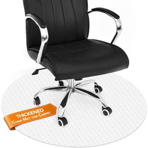 Chair Mat for Carpet- Low Pile (1/4" Thick) Carpet Protector for Office Gaming Computer Desk Chair. Heavy Duty Desk Chair Mat for Carpeted Floors, Semi Transparent (round-39in)