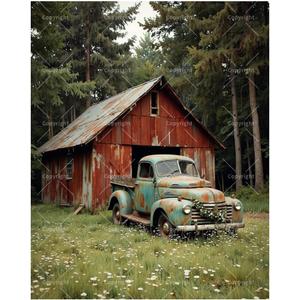 TAOPAOLAB Farmhouse Style Paint by Numbers Kit for Adults - DIY Old Pickup and Red Barn with Wildflowers Painting on Canvas 16x20 Inches, Acrylic Paint Set, Suitable for Beginners, Art for Decoration