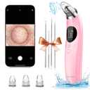 Blackhead Remover Pore Vacuum with Camera - Upgraded Black Head Remover for Face, Electric Acne Comedone Whitehead Extractor Tools - 5 Modes, 3 Probes, Pimple Popper Tool Ki (Pink)