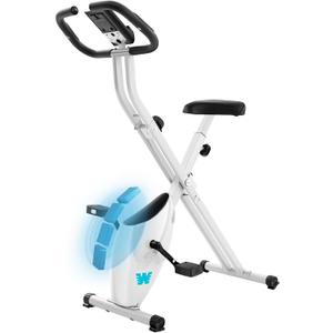 BARWING Stationary Exercise Bike for Home Workout, 5 IN 1 Foldable Indoor Cycling Bike for Seniors, 350LB Capacity, 16-Level Magnetic Resistance, Seat Backrest Adjustments