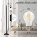 Modern Floor Lamp for Living Room with 6W LED Bulb, Industrial Floor Lamp, Seeded Glass, Black Classic Reading Tall Lamp for Home Office, Standing Lamps for Bedroom, Minimalist, Vintage, Farmhouse