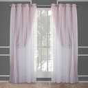 TOWN & COUNTRY LUXE Talia Double Layer Indoor Curtains, Sheer and Room Darkening Blackout, Grommet Top, Energy Efficient, 2-Pack Set, 52"x84", Rose Blush