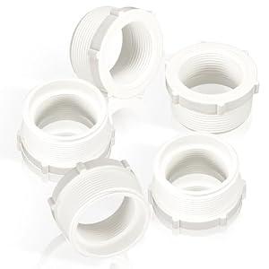 Wenqik 5 Pcs PVC Pipe Fitting 2" Male Thread to 1-1/ 2"female Thread Reducer Bushing PVC Adapter Pipe Fittings Male to Female Threaded Pipe Sink Drain Adapter for Connecting Pipe