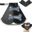 Dog Cone Collar Alternative, Partially Detachable Hard & Heavy Cone for Medium Dogs (French Bulldog Dachshund), Elizabethan Adjustable Protective Dog Neck Head Recovery Cone After Surgery Anti Licking, Size Medium
