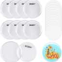 MK.Bear 25 Pack Acrylic Button Pins Badge, 70mm/2.76 Inch Clear Pins Buttons Kit with Blank Round Paper, DIY Badges Acrylic Pin Buttons for Christmas Craft Supplies