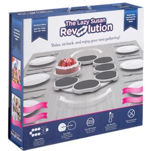 The Lazy Susan Revolution - Full Set - Dark Gray - The First Patented Lazy Susan Turntable Expandable for Rectangular & Oblong Tables - Kitchen & Dining Tables - Great Gift! Parties & Gatherings