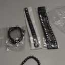 Studded Punk Bracelet Set for Women Men Spike Cuff Black 4 Pcs, One Size