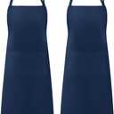 Syntus Adjustable Bib Apron with 2 Pockets Cooking Kitchen Aprons for Women Men Chef (Blue Dark)