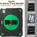 Timecity Case for iPad Air 11 Inch M4 2026/ M3 2025/ M2 2024 (Air 7th/ 6th Generation), Heavy Duty Shockproof Protective Case with Screen Protector, Rotating Stand and Hand/Shoulder Strap, Green