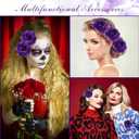 12 Pack Rose Hair Clip Flower 2.8'' Hairpin Floral Brooch Floral Hairclips Mexican Flowers Hairpin Party Supplies for Women Rose Hair Accessories Wedding Pack(Dark Purple)