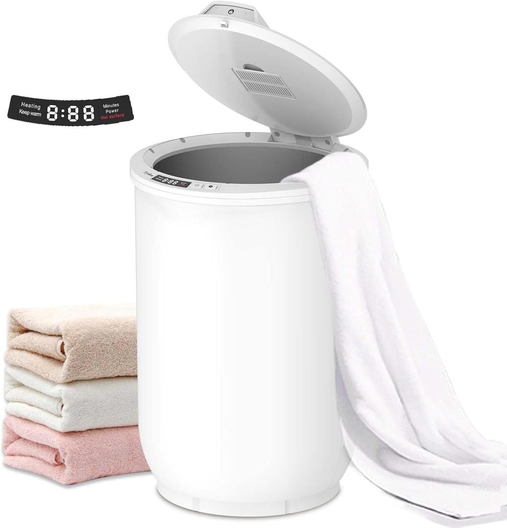 Ultra Large Capacity Towel Warmer Bucket, Rapid Heating with Timer, One-Button Digital Display Control, Safety Lock, Gifts for Him & Her, Auto Shut-Off, Fits 2 Large Blankets, Bathrobes, PJ's (White)