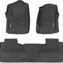 Rough Country Flex-Fit Floor Mats for Chevy Silverado & GMC Sierra 1500/2500HD/3500HD (2014–2018) Crew Cab - Front & Rear Set, All-Weather Non-Slip TPE Liners w/Spill Saver Lip