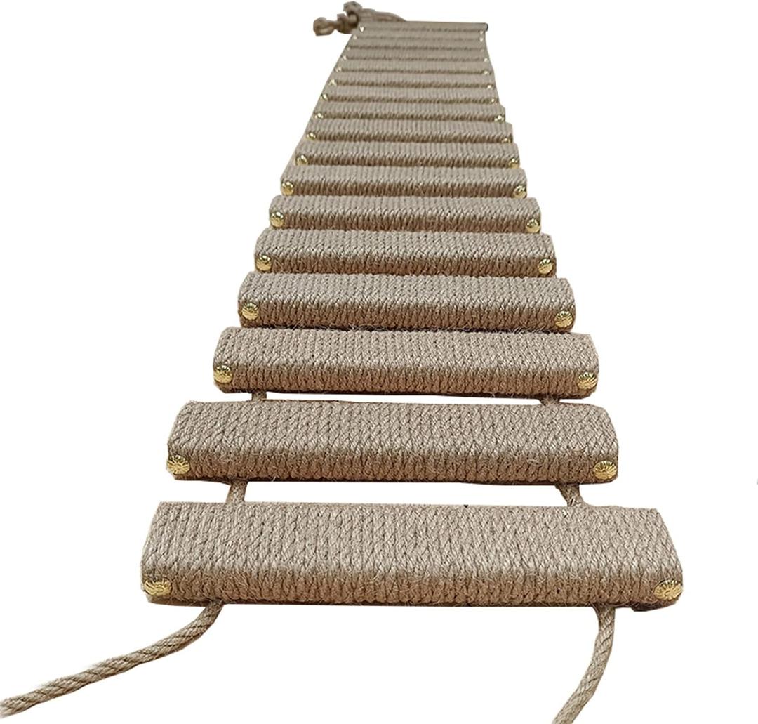 Cat Bridge & Climbing Frame - Sisal Rope Ladder & Scratcher Post for Cat Cage & Tree Tower