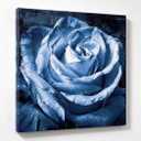 Woxfcart Rose Floral Canvas Wall Art, 24 x 24 Vintage Dark Blue Flower Pictures Print, Bedroom Living Room Bathroom Home Decor