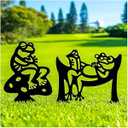 Frog Metal Garden Stakes Decorative Frog Gifts for Women/ Men Lovers Gifts, Black Silhouette Statues for Yard Art, Outdoor Decor, Outside, Patio, Lawn Ornaments, Garden Decorations