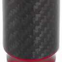 muge racing Carbon Fiber Shift Knob 6 Speeds Pattern Modified Carbon Fiber Aluminum Manual Automatic Gear Shift Knob for Vehicles with 3 Adapters Red