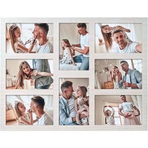 4x6 Collage Picture Frame Family Photos Display - 8 Openings Collage Picture Frame for Wall for Tabletop Stand White Picture Frames Set for Home Decor Family Gifts