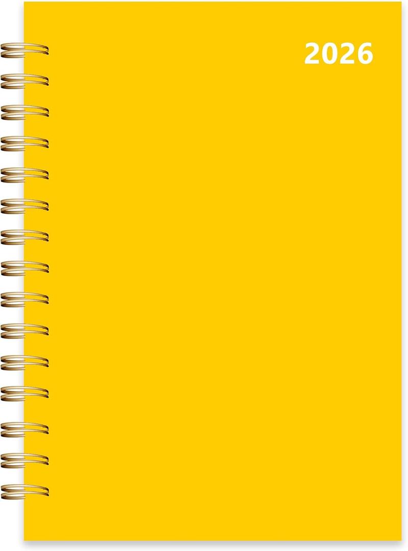 2 x 2026 Weekly and Monthly Planner, From January 2026 to December 2026, 5.5" x 8.5" Daily Planner for Productivity, Goal Setting & Time Management, Organizer for Work & School - Yellow Hard Cover