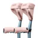 SPRING SEAON Forearm Crutch Pads (4 Units), Comfortable Elbow & Hand Padding for Open Cuff Crutches, Non-Slip Hand Grip Covers with Adjustable Velcro Straps, Breathable & Washable Forearm Crutch Accessories, Pink