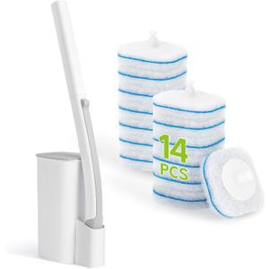 IVYROLL Toilet Bowl Cleaner Wand with 14 Refills, Disposable Toilet Brush Set with Holder, Cleaning System Starter Wand Kit, Bathroom Cleaning Set
