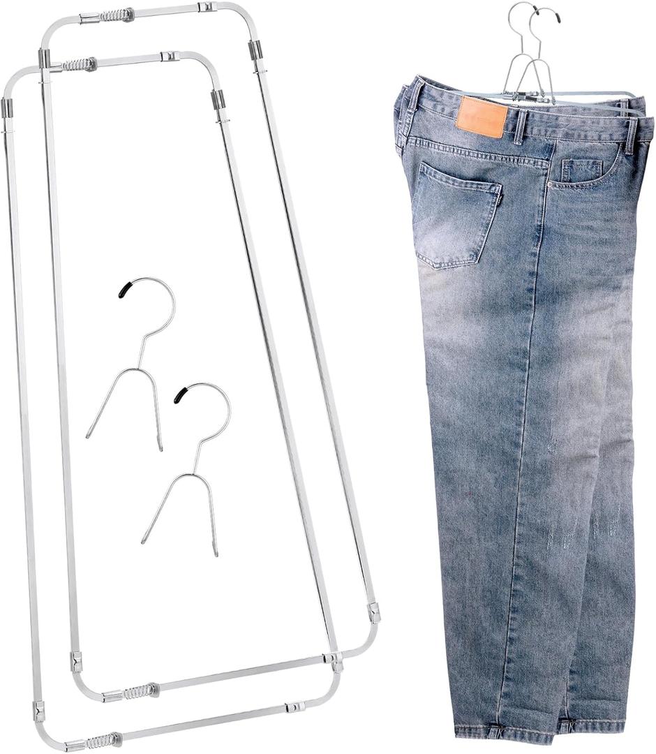 2 Sets Pants Stretcher Wrinkle Free Pants Hangers Hang to Dry Stretchers for Creased Wrinkle Free Slacks Without Ironing