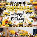 3 x Construction Birthday Party Supplies  Banner, Backdrop, Hanging Swirls, Honeycomb Centerpieces, Foil Balloons for Boys 2nd 3rd Birthday Construction Party Decorations