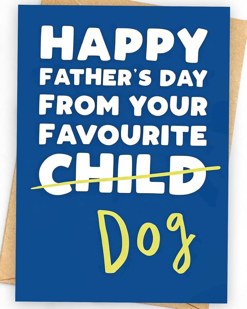 6 x Funny Father's Day Card from Dog Daughter Son Humorous Fathers Day Dog Dad Card, Fun Gift from Kids or Family on Father's Day